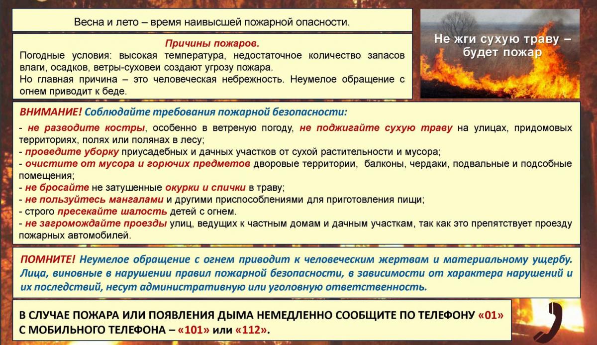 Уважаемые жители Таймырского Долгано-Ненецкого муниципального района!  На территории Таймыра наступил пожароопасный период, в связи, с чем обращаем ваше внимание на правила пожарной безопасности, для недопущения очагов возгорания